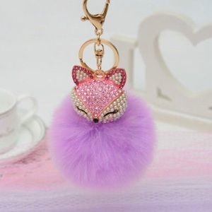 Light Purple Doll Purse Charm Keychain Faux Fur